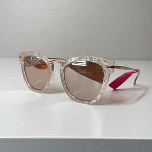 Betsey Johnson Pink Shell Frame Mirrored Sunglassesl